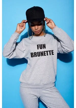 Bawełniana bluza "Fun brunette" szara  ILM