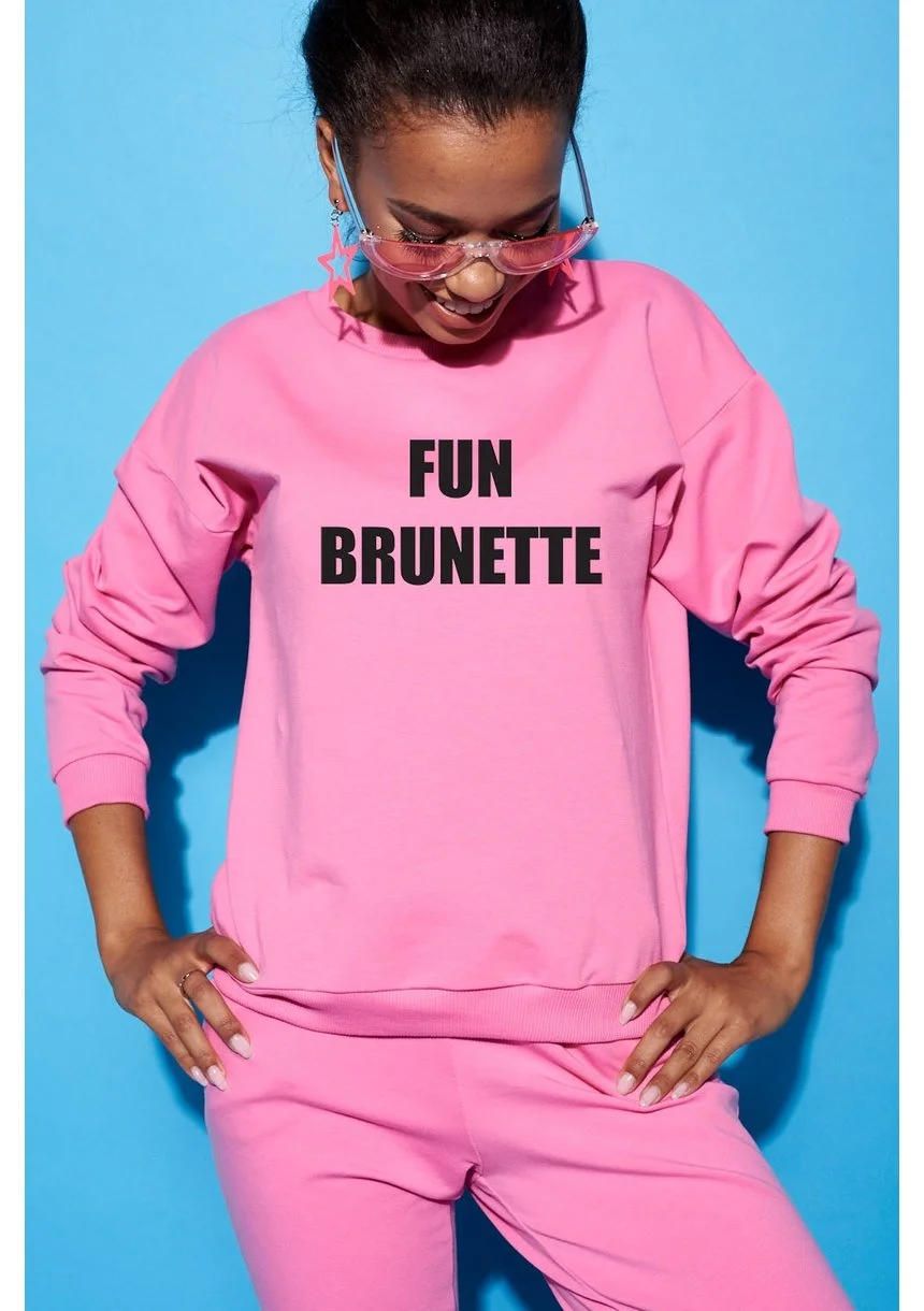 Bawełniana bluza "Fun brunette" fuksja ILM