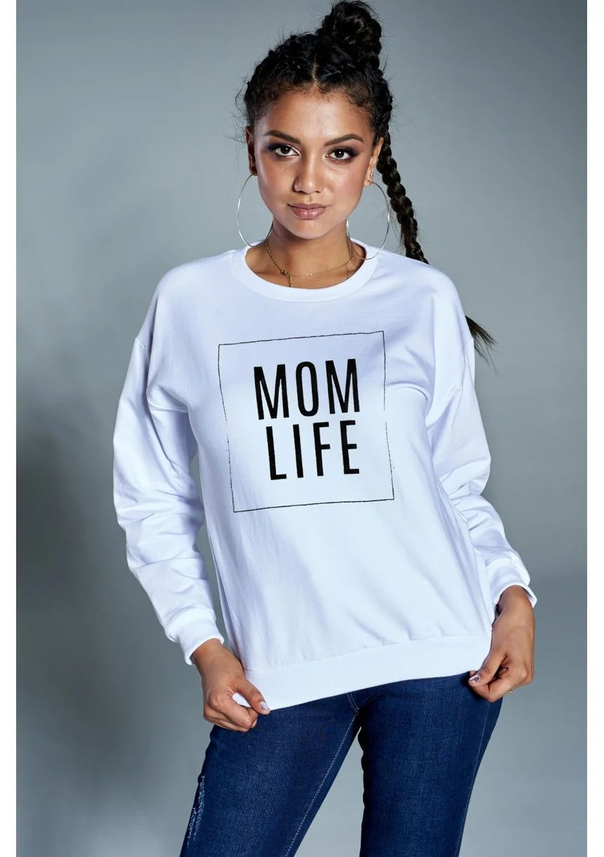 Bawełniana bluza "Mom life" biała ILM