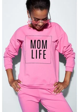Bawełniana bluza "Mom life" fuksja ILM