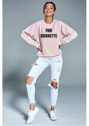 Bawełniana bluza "Fun brunette" pudrowa  ILM