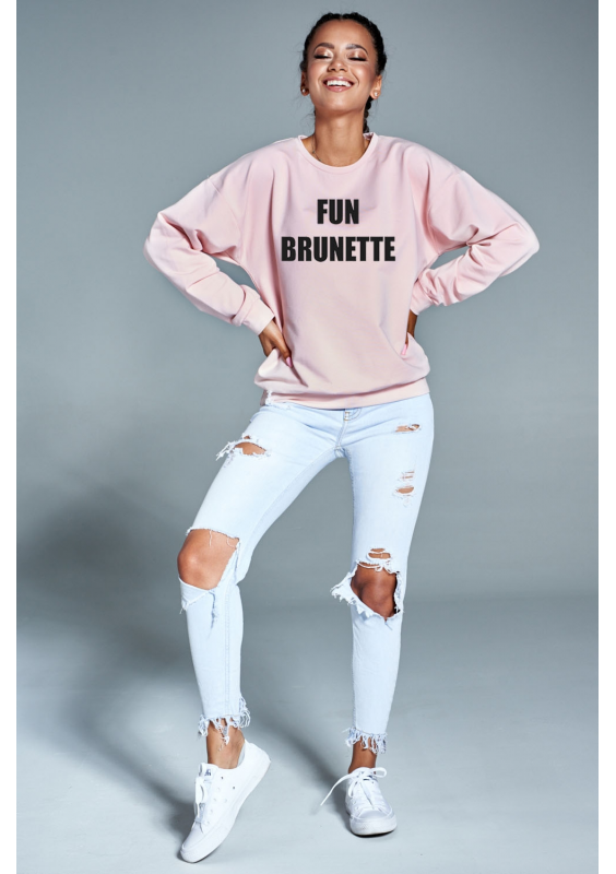 Bawełniana bluza "Fun brunette" pudrowa  ILM