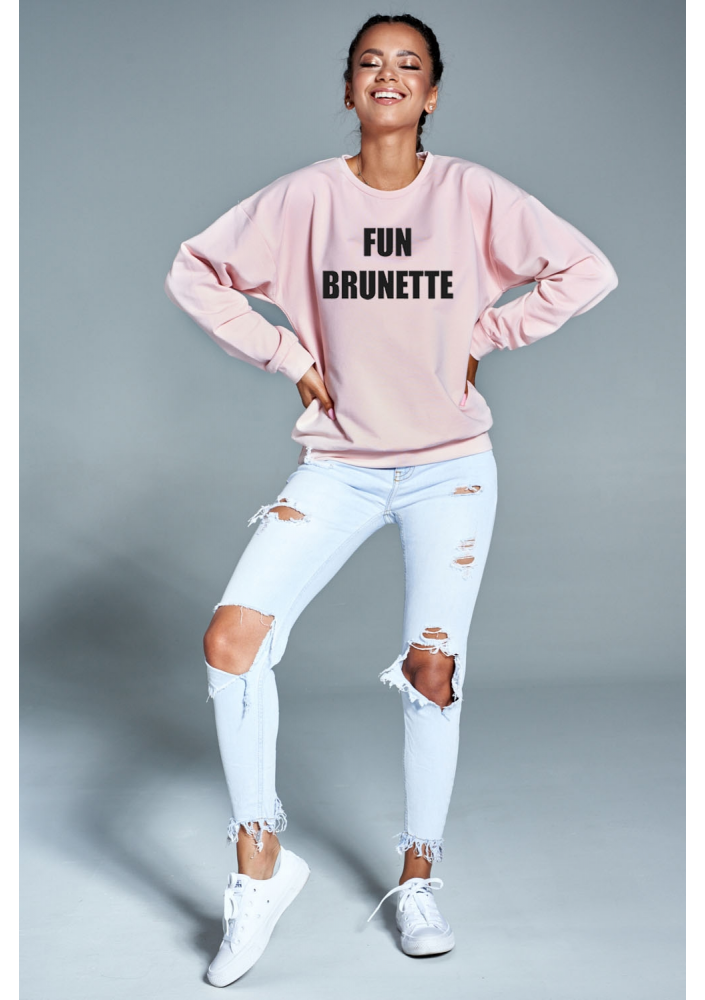 Bawełniana bluza "Fun brunette" pudrowa  ILM