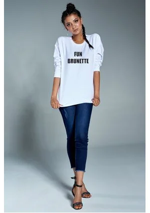 Bawełniana bluza "Fun brunette" biała  ILM