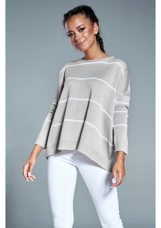 Oversizowy sweter w paski A Szary ILM