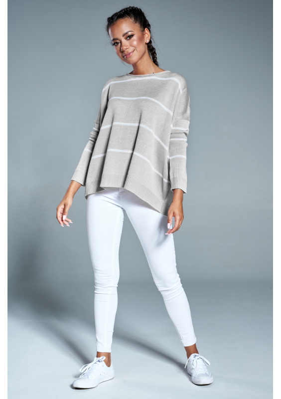 Oversizowy sweter w paski A Szary ILM