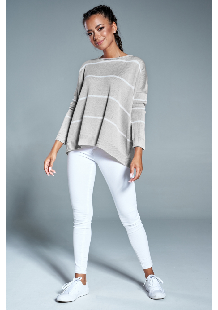 Oversizowy sweter w paski A Szary ILM