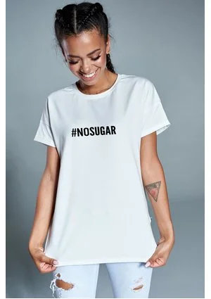 T-shirt " no sugar" Biały ILM
