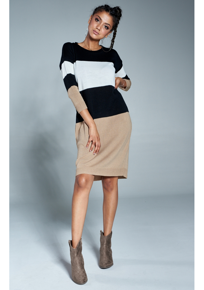 Swetrowa sukienka w pasy A11 ILM