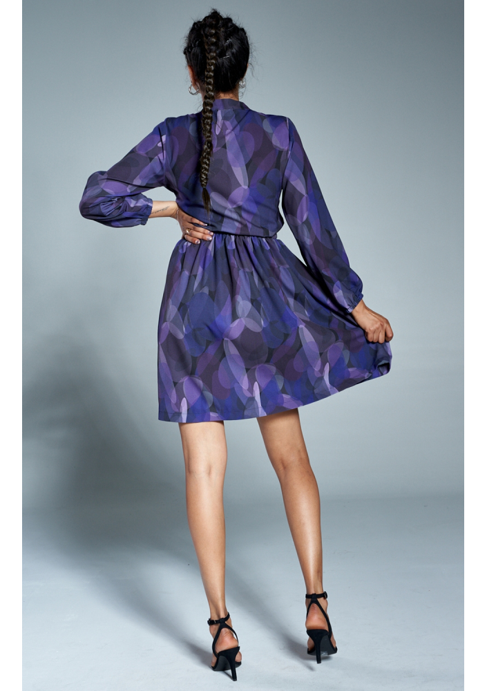 Sukienka z wiązaniem print Fioletowa