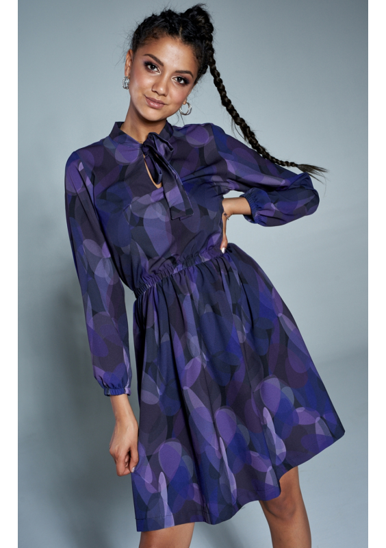 Sukienka z wiązaniem print Fioletowa