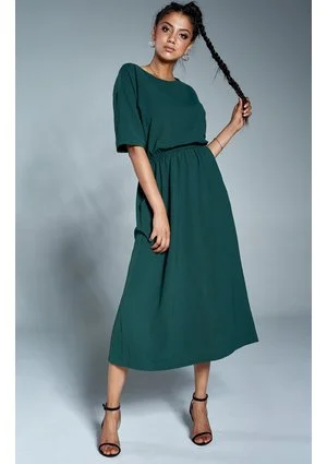 Sukienka midi z kieszeniami Zielona