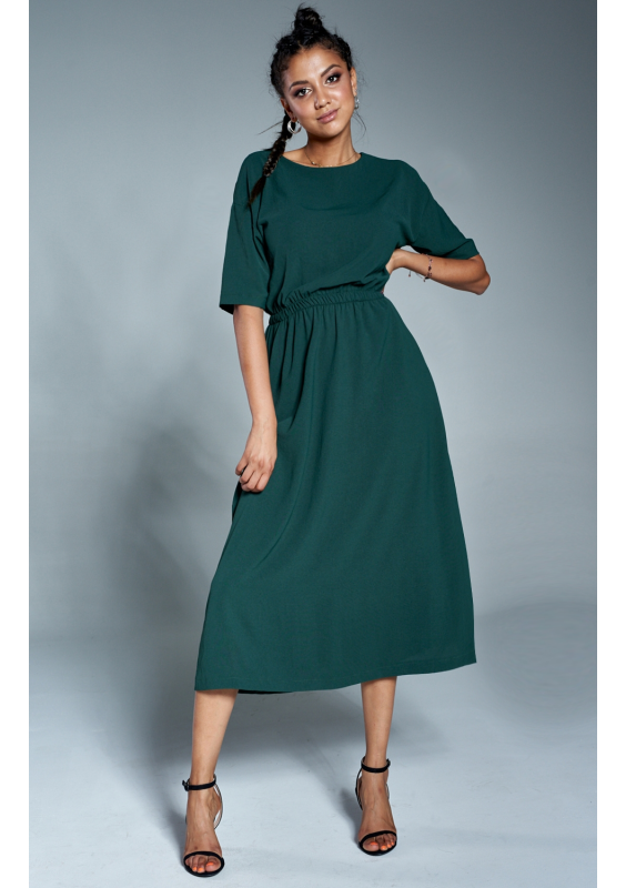 Sukienka midi z kieszeniami Zielona