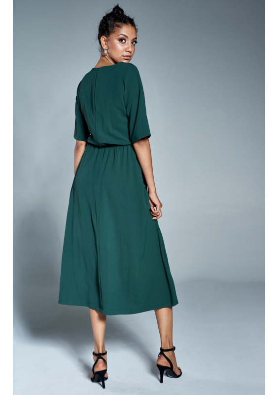 Sukienka midi z kieszeniami Zielona