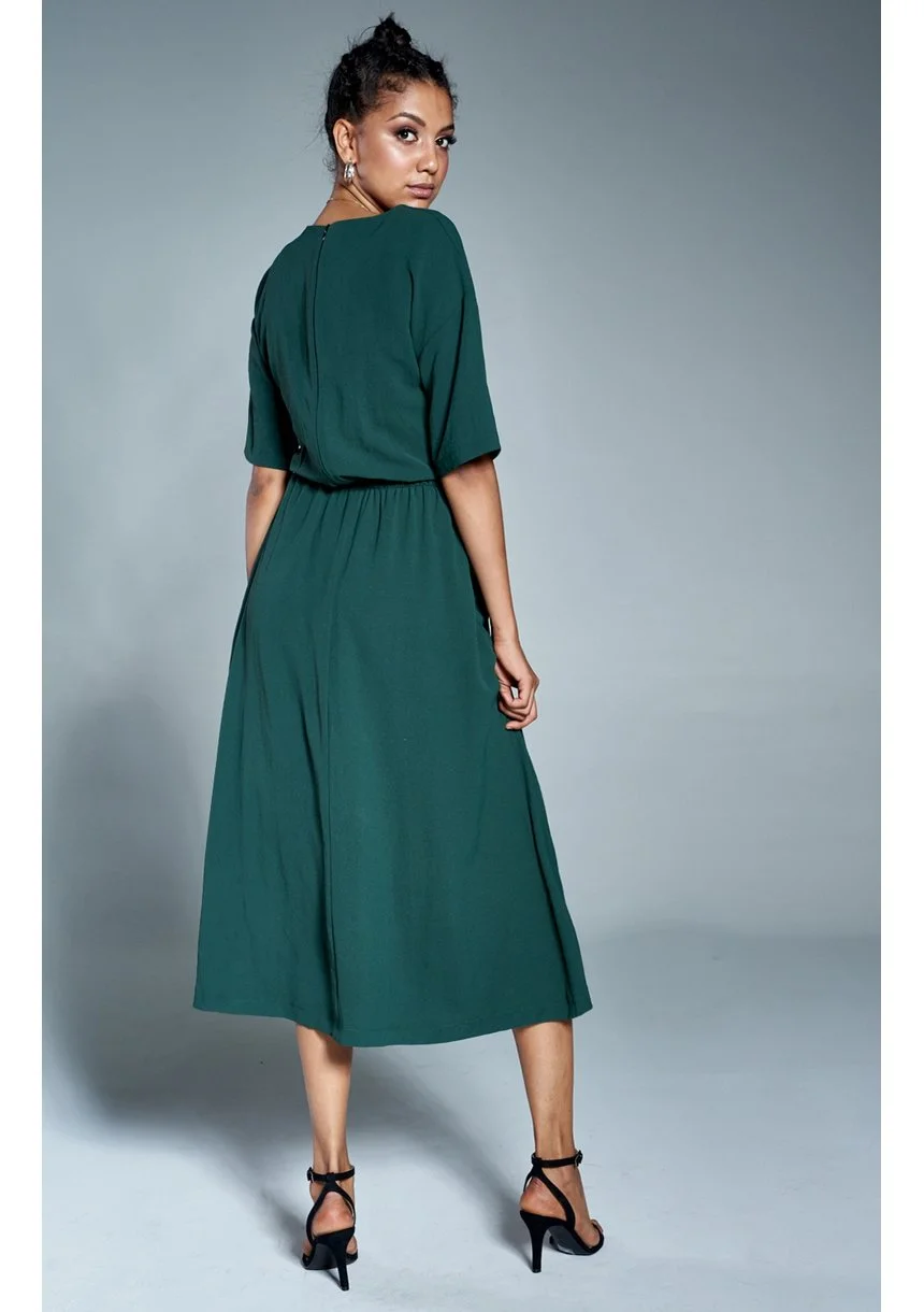 Sukienka midi z kieszeniami Zielona