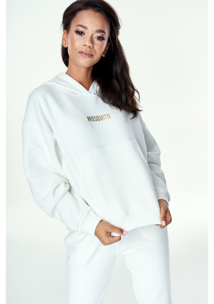 Bluza z kieszenią i kapturem Kremowa ILM