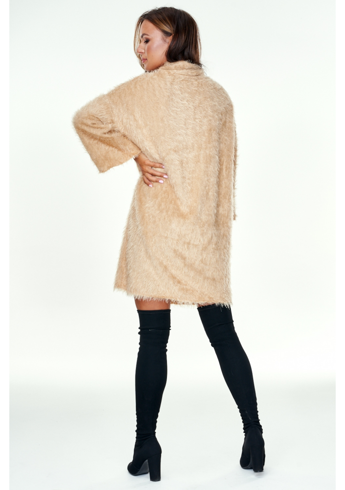 Tunika swetrowa z golfem Beżowa