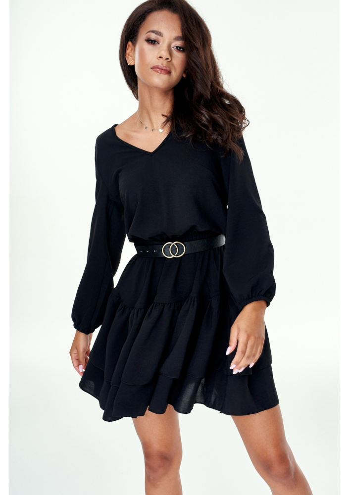 Sukienka z podwójną falbaną Czarna