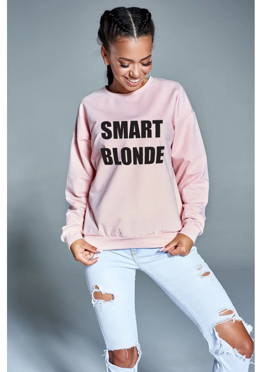 Bawełniana bluza "Smart blondie" pudrowa ILM