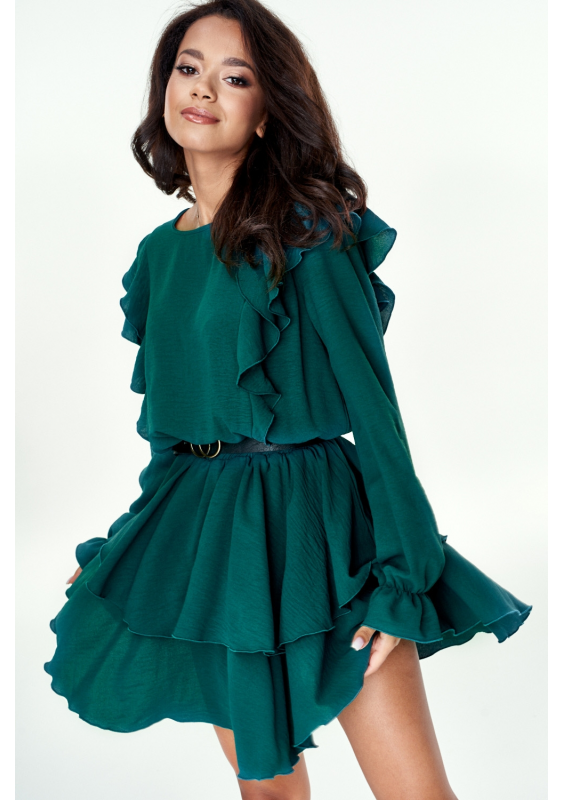 Sukienka z falbankami Zielona