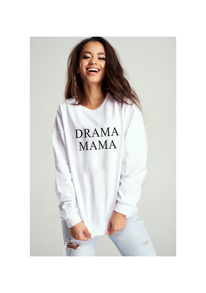 BAWEŁNIANA BLUZA "DRAMA MAMA" BIAŁA ILM