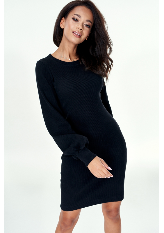 Sukienka z bawełny w prążek Czarna