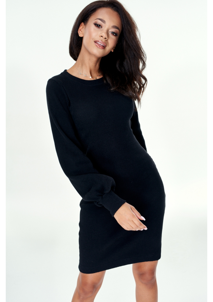 Sukienka z bawełny w prążek Czarna