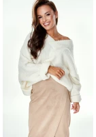 Valle - oversize v neck ecru sweater