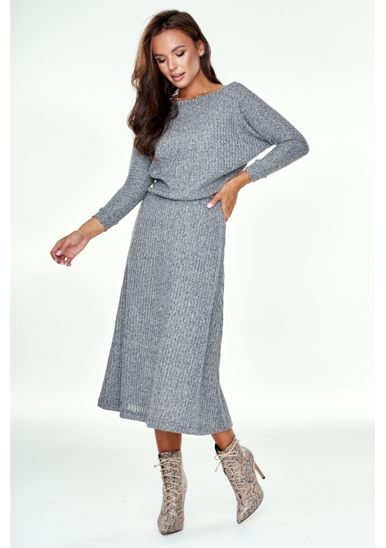 Sukienka z melanżowej dzianiny Grafitowa