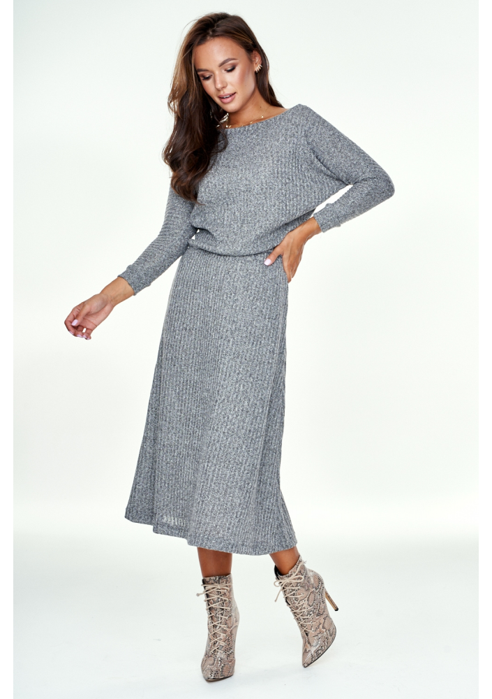 Sukienka z melanżowej dzianiny Grafitowa