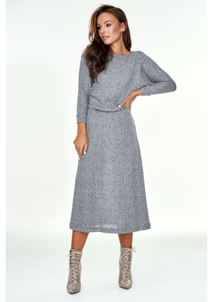 Sukienka z melanżowej dzianiny Grafitowa