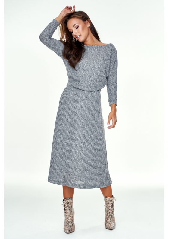 Sukienka z melanżowej dzianiny Grafitowa
