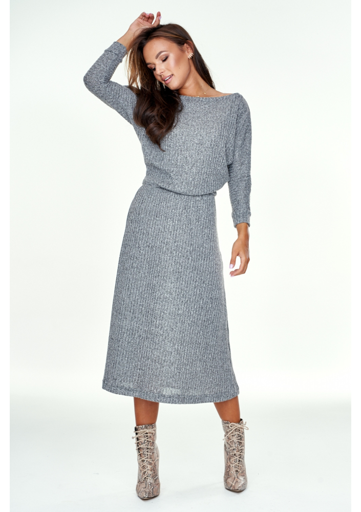 Sukienka z melanżowej dzianiny Grafitowa
