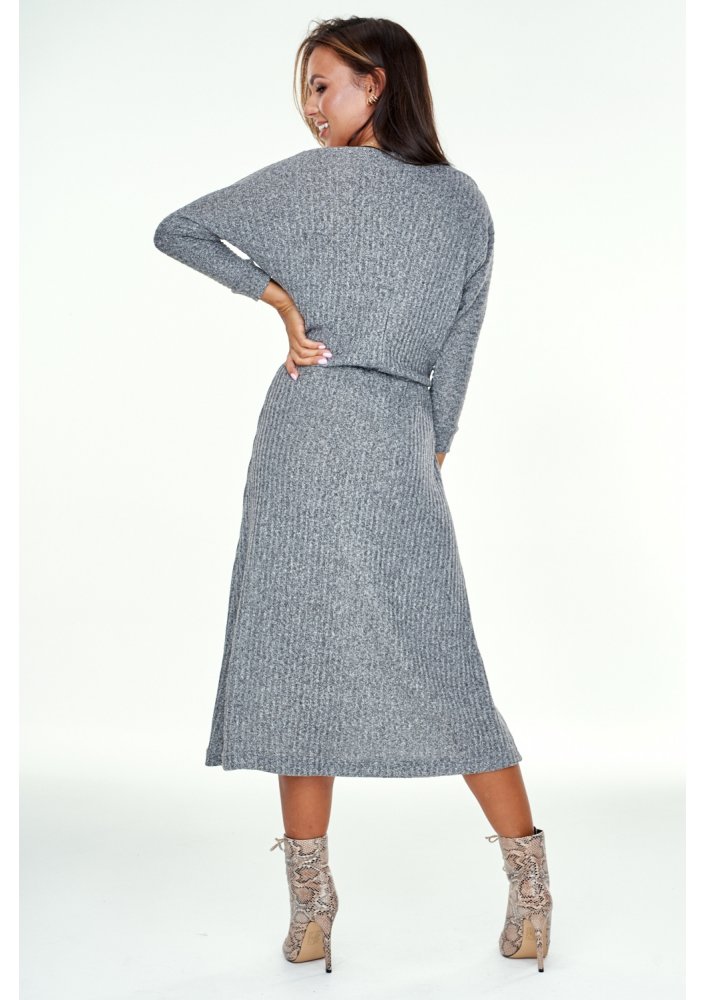 Sukienka z melanżowej dzianiny Grafitowa