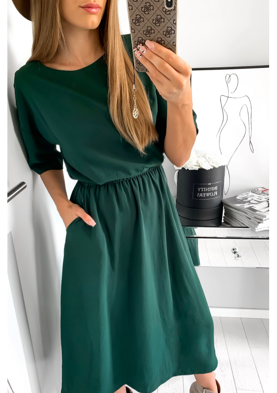 Sukienka midi z kieszeniami Zielona
