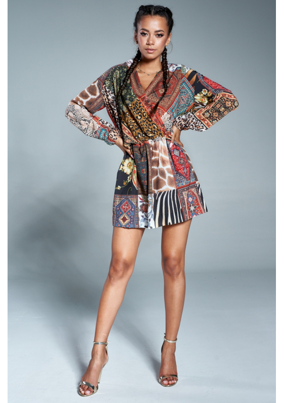 Kopertowa sukienka Boho patchwork