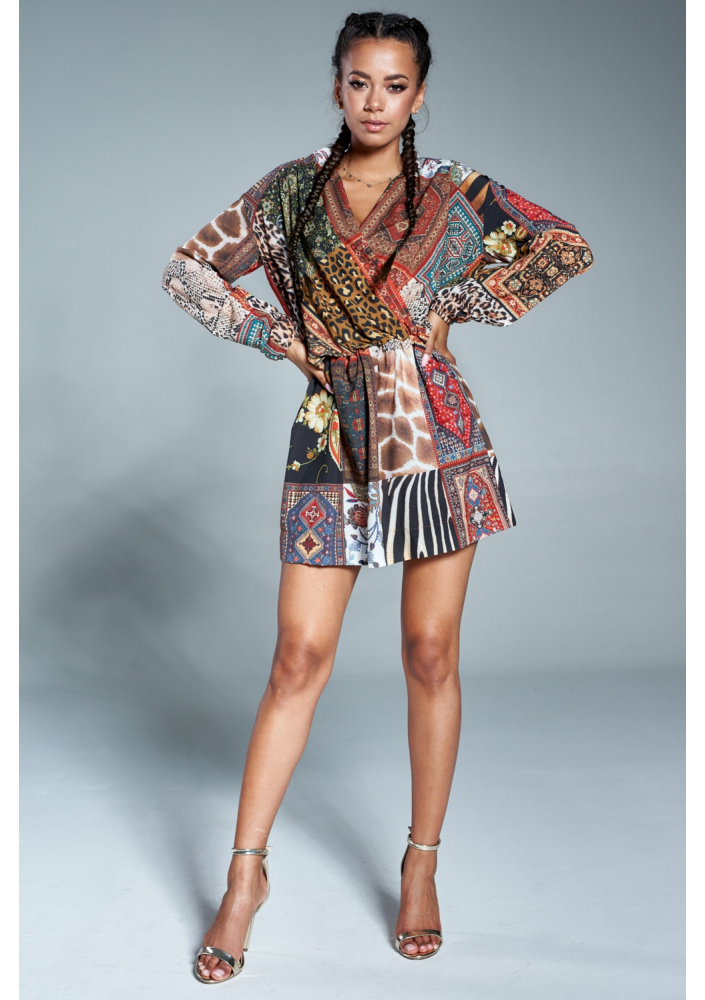 Kopertowa sukienka Boho patchwork