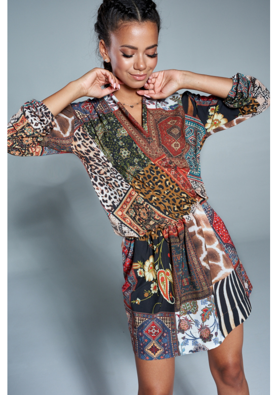 Kopertowa sukienka Boho patchwork