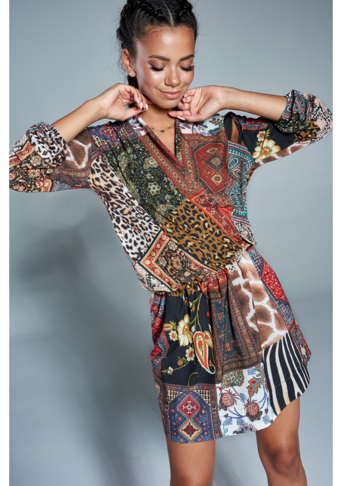 Kopertowa sukienka Boho patchwork