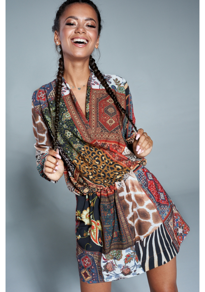 Kopertowa sukienka Boho patchwork