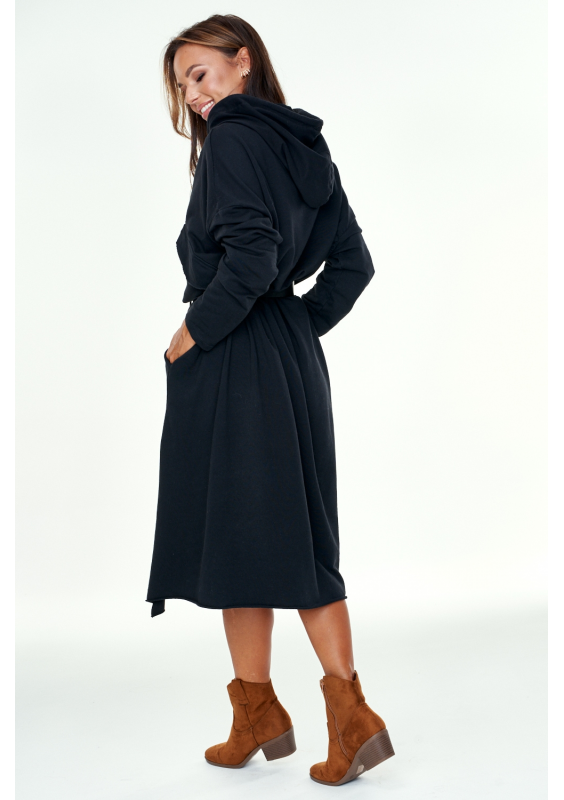 Asymetryczna tunika z kapturem Czarna