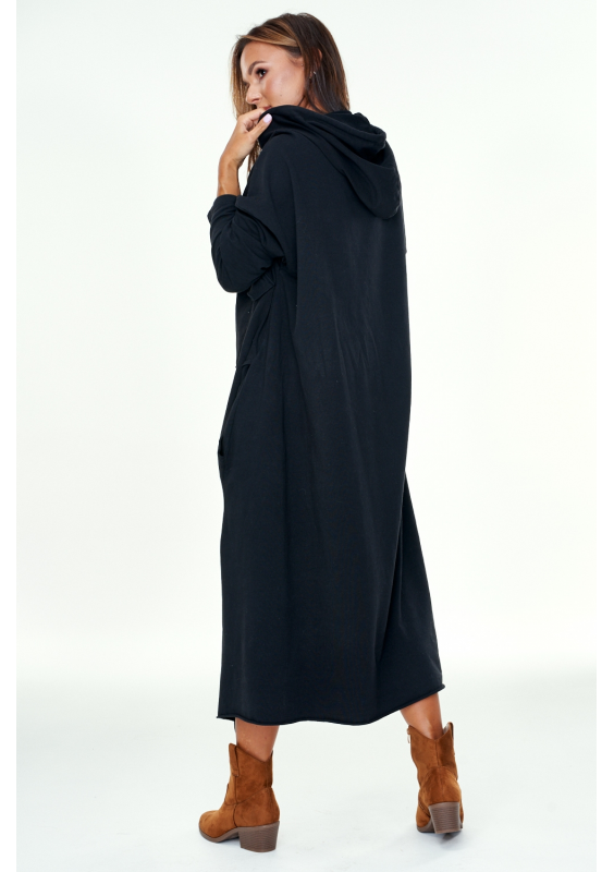 Asymetryczna tunika z kapturem Czarna