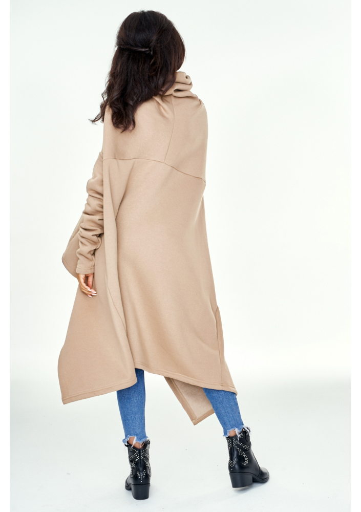 Oversizowa bluza z golfem Beżowa