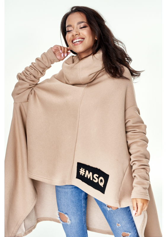 Oversizowa bluza z golfem Beżowa