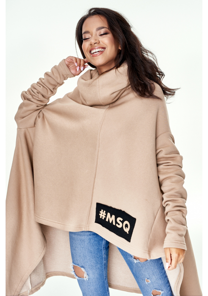 Oversizowa bluza z golfem Beżowa