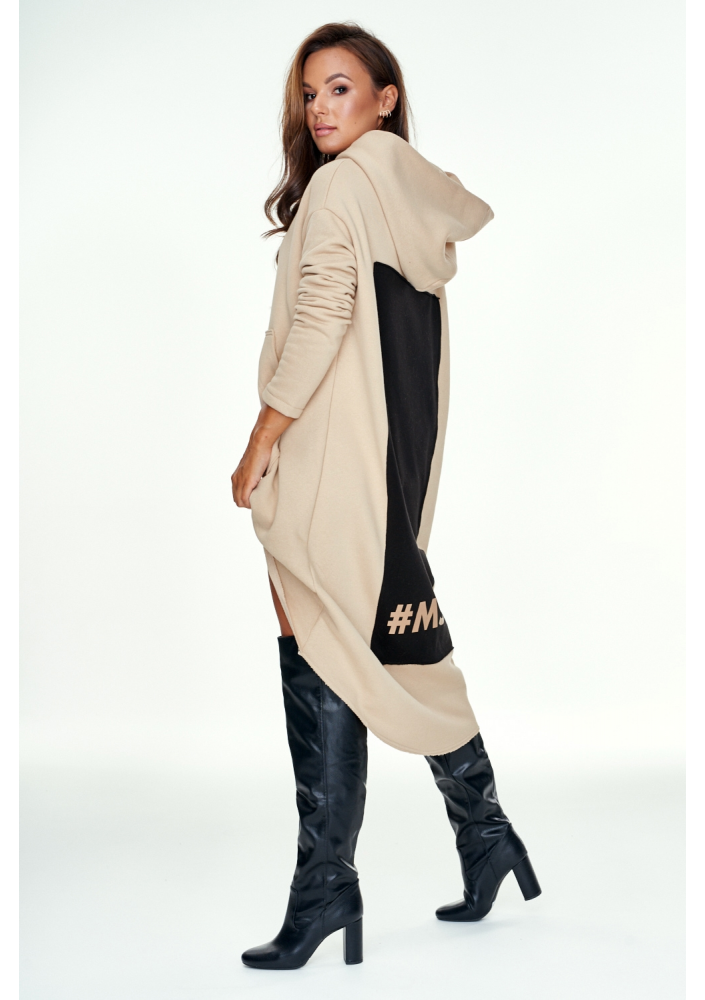 Asymetryczna tunika z kieszenią   Beżowa