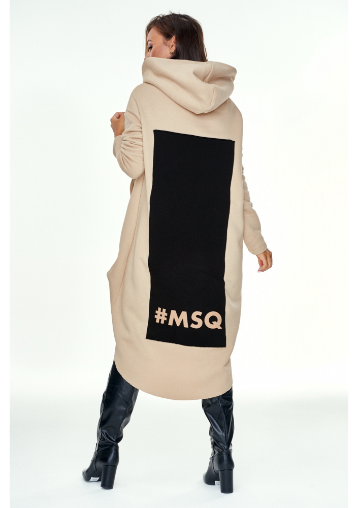 Asymetryczna tunika z kieszenią   Beżowa