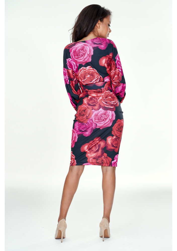 Sukienka z marszczonym rękawem w Róże