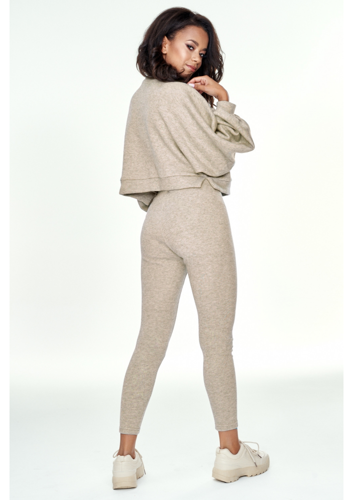 Krótki sweter z kieszenią Beżowy