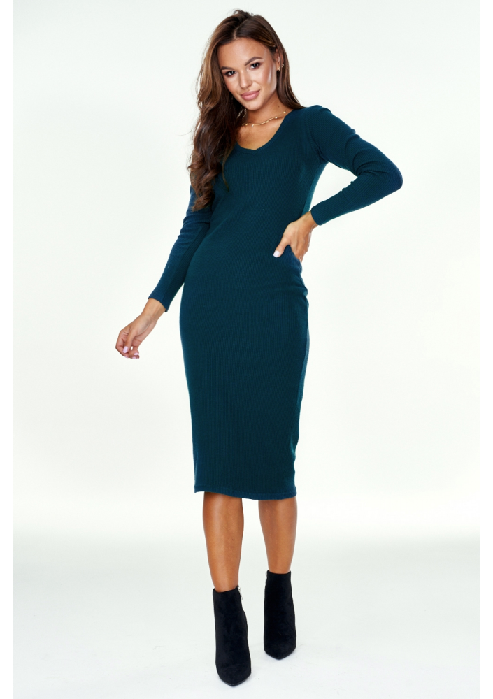 Sukienka midi z dziany swetrowej Zielona